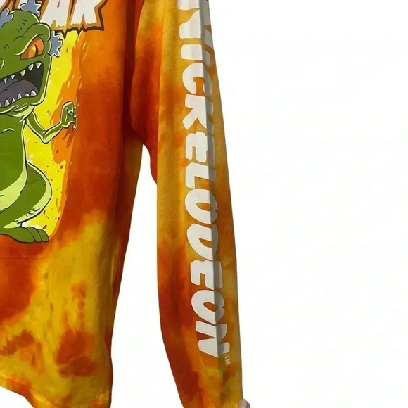 Nickelodeon’s Rugrats Reptar Fire Orange Men’s Medium Long Sleeve T Shirt - Picture 3 of 8
